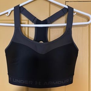Black Under Armour High Cross Back Sports Bra. Size 34D. NWOT
